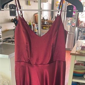 Birdy Grey Satin Dress in Cabernet Size XS